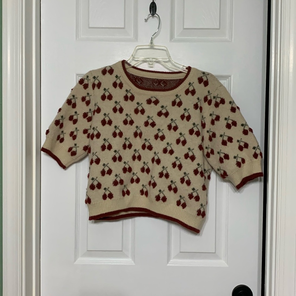 Cherry short sleeve sweater